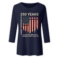 thumbnail image 4 of Trendfront Womens 250th Anniversary 3/4 Sleeve Tee American Flag Letter Crewneck loose fit Tops 4th of July Patriotic T Shirts Daily Wear, 4 of 4