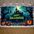 thumbnail image 4 of Spooky Design Halloween Banner Nighttime Theme Haunted House Jack O Lantern Ghost Decorations for Party Decor Outdoor Display Indoor Celebration, 4 of 9