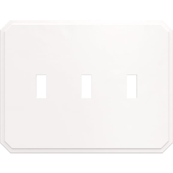 Franklin Brass Stepped Geometric (2-Pack) Decorative Light Switch Cover Wall Plate Pure White 3-Gang Concealed Mount Screwless Wall Plate Switch/Toggle Plate Electrical Outlet Covers W46481K-PW-CP