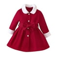 thumbnail image 2 of RYDCOT Girls Elegant Winter Coat Christmas Fashion Faux Fur Collar Red Overcoat Outfit Kids Button Down Holiday Party Coat Overcoat Dress Coat Sale, 2 of 6