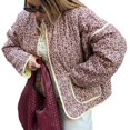 thumbnail image 2 of Chaqueta Acolchada Corta con Estampado Floral Vintage para Mujer, Chaqueta Corta Abierta Al Frente, Ropa de Abrigo Floral Pequeño Marrón M, 2 of 10