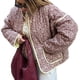 thumbnail image 2 of Chaqueta Acolchada Corta con Estampado Floral Vintage para Mujer, Chaqueta Corta Abierta Al Frente, Ropa de Abrigo Floral Pequeño Marrón L, 2 of 10