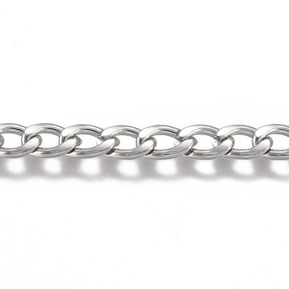 Tarnish Resistant 201 Stainless Steel Chain Curb Chain Twisted Chain Unwelded Stainless Steel Color 6x3.5x1.3mm