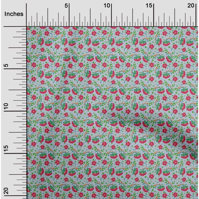 oneOone Polyester Lycra Fabric Leaves & Floral Block Print Sewing Fabric BTY 56 Inch Wide