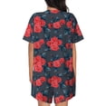 thumbnail image 3 of Qekee Rose Flowers Women's Pajama Set Short Sleeve Sleepwear Summer Home Wear with Pockets Soft Short Sleeve Shirt - Rose Flowers, 3 of 9