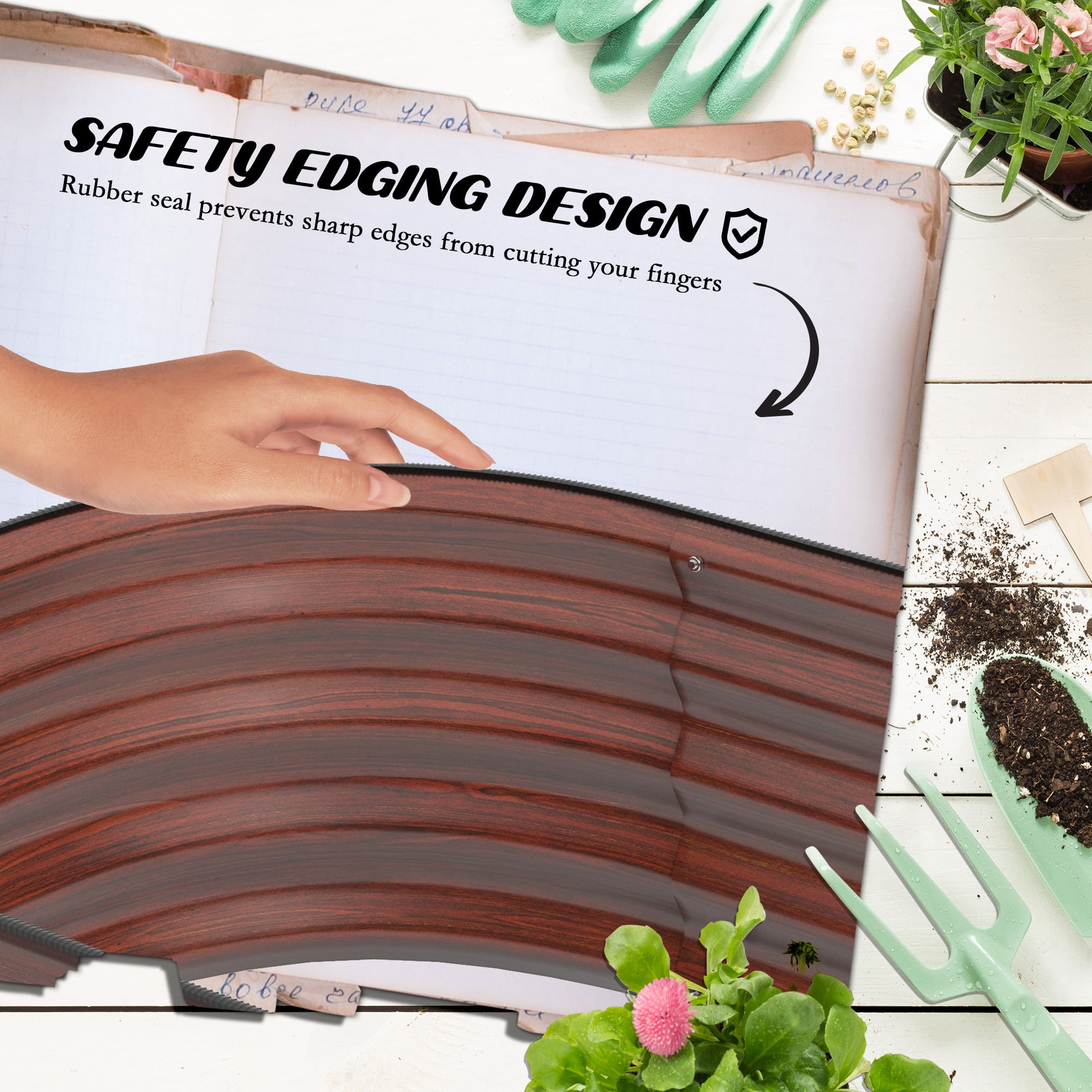 Outsunny Galvanized Raised Garden Bed Kit, Metal Planter Box with Safety Edging, 41.25" x 24.5" x 11.75", Brown