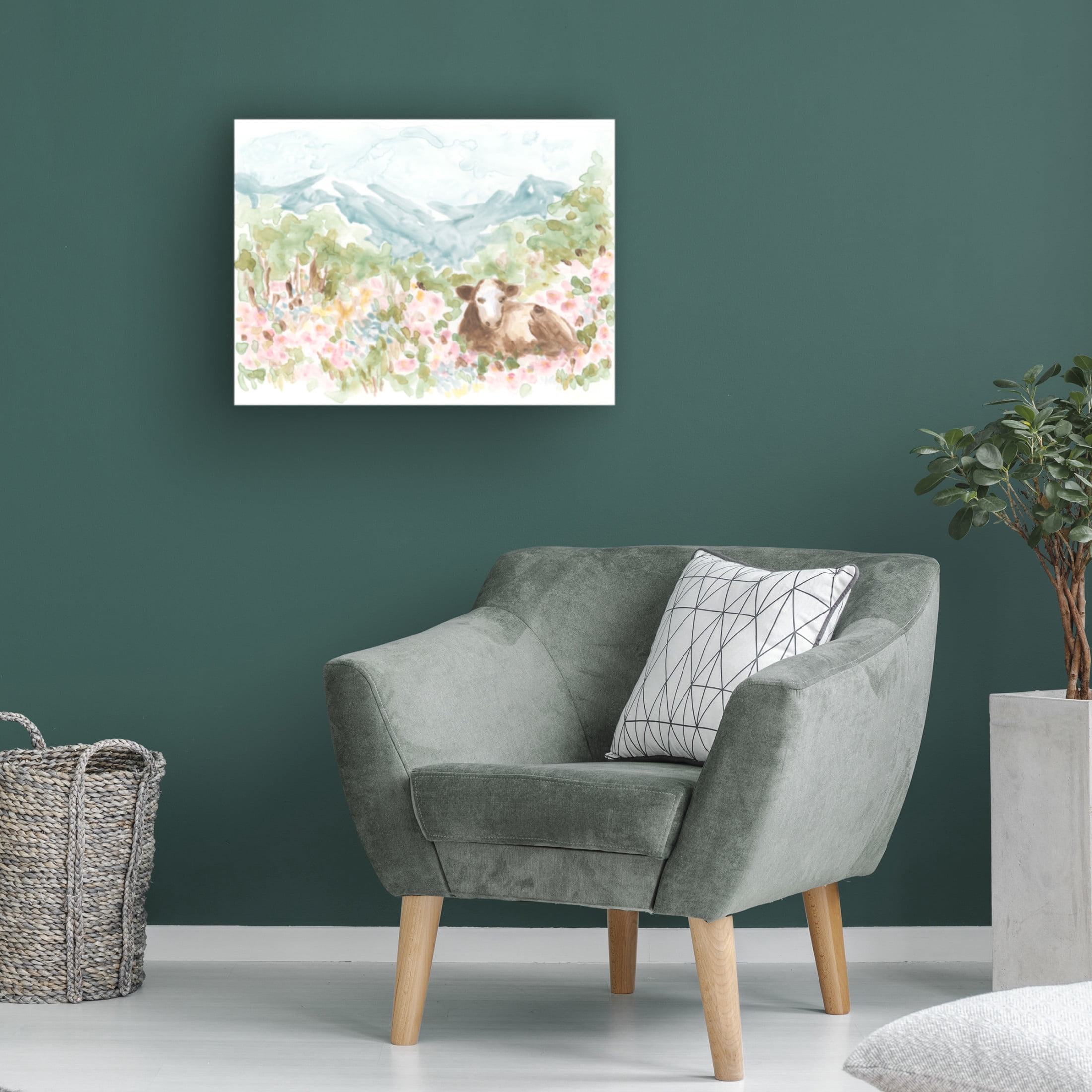 Trademark Fine Art June Erica Vess  Cow Meadow V Canvas Wall Art