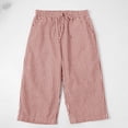 thumbnail image 6 of Capri Pants for Women Elastic Waist Striped Casual Short Pants Loose Cotton and Linen Shorts, 6 of 6