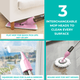thumbnail image 3 of True & Tidy Clean Everywhere Spray Mop Kit for Floor Cleaning, Multi-Surface Wet & Dry Mop Kit with Reusable Microfiber Pads, Squeegee, and Refillable Bottle for Hardwood, Laminate & Tile, Pink, 3 of 7