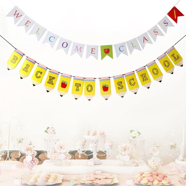 unbranded 2Jgo Banner De Bienvenida Para Clase Y A Escuela Con Adornos Multicolor Para Fiesta
