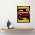 thumbnail image 2 of Vibrant Pop Art Car Bumper Hot Pink on Yellow Acrylic Paint Art Print Framed Poster Wall Decor 12x16 inch, 2 of 5