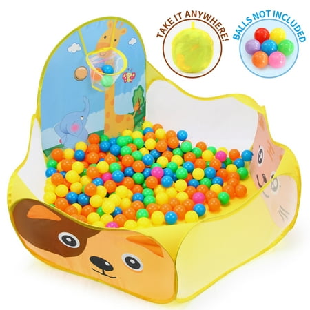BEAURE Ball Pit with Basketball Hoop Portable Play Pool Tent for Kids Toddlers