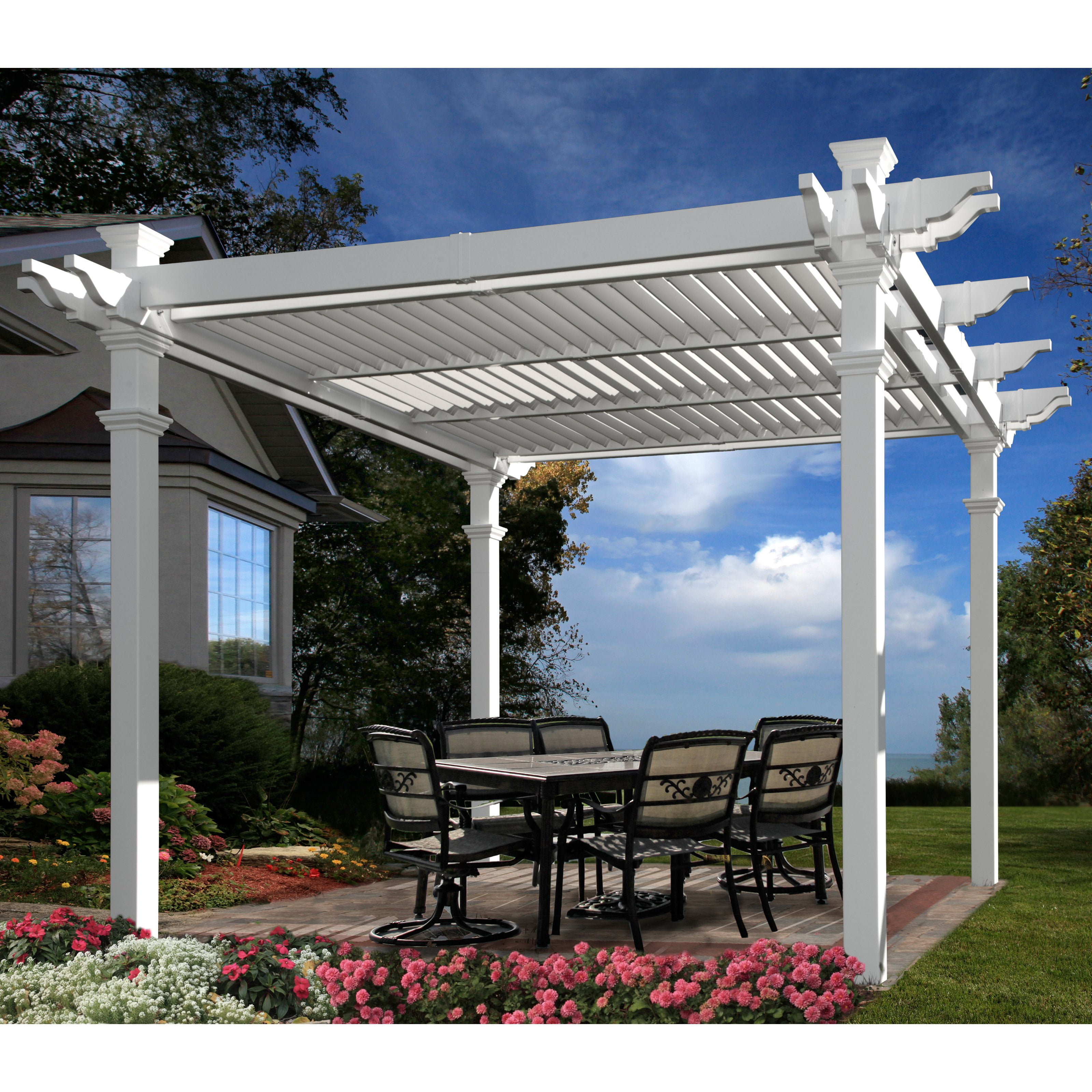 New England Arbors Avalon Louvered Pergola by New England Arbors