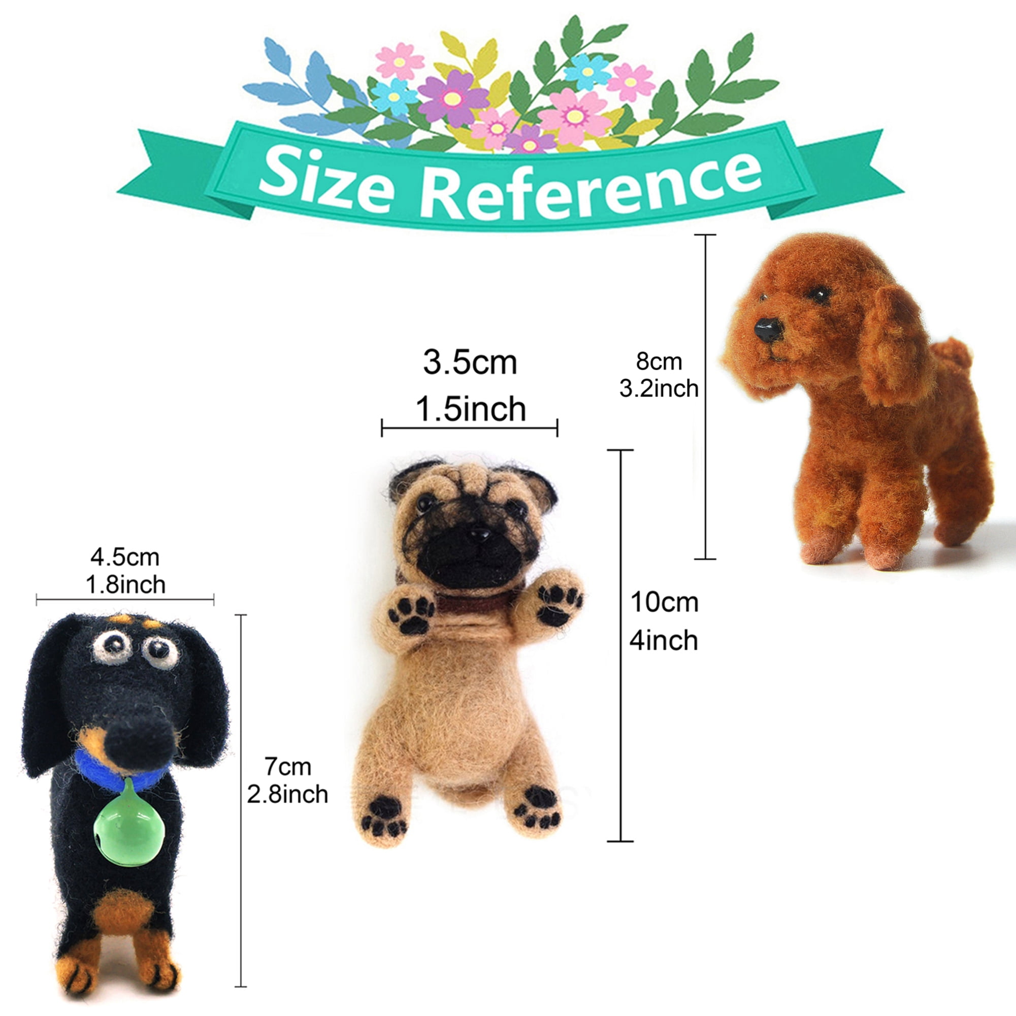 3 Lovely Dog Needle Felting Kits for Beginners - We Are Friends - 4 inch DIY Craft Kit for Christmas Day