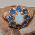 thumbnail image 6 of LBG British Made 14k Rose Gold Natural Opal & Sapphire Womens Statement Ring - 33 size options - Size 11.5, 6 of 8