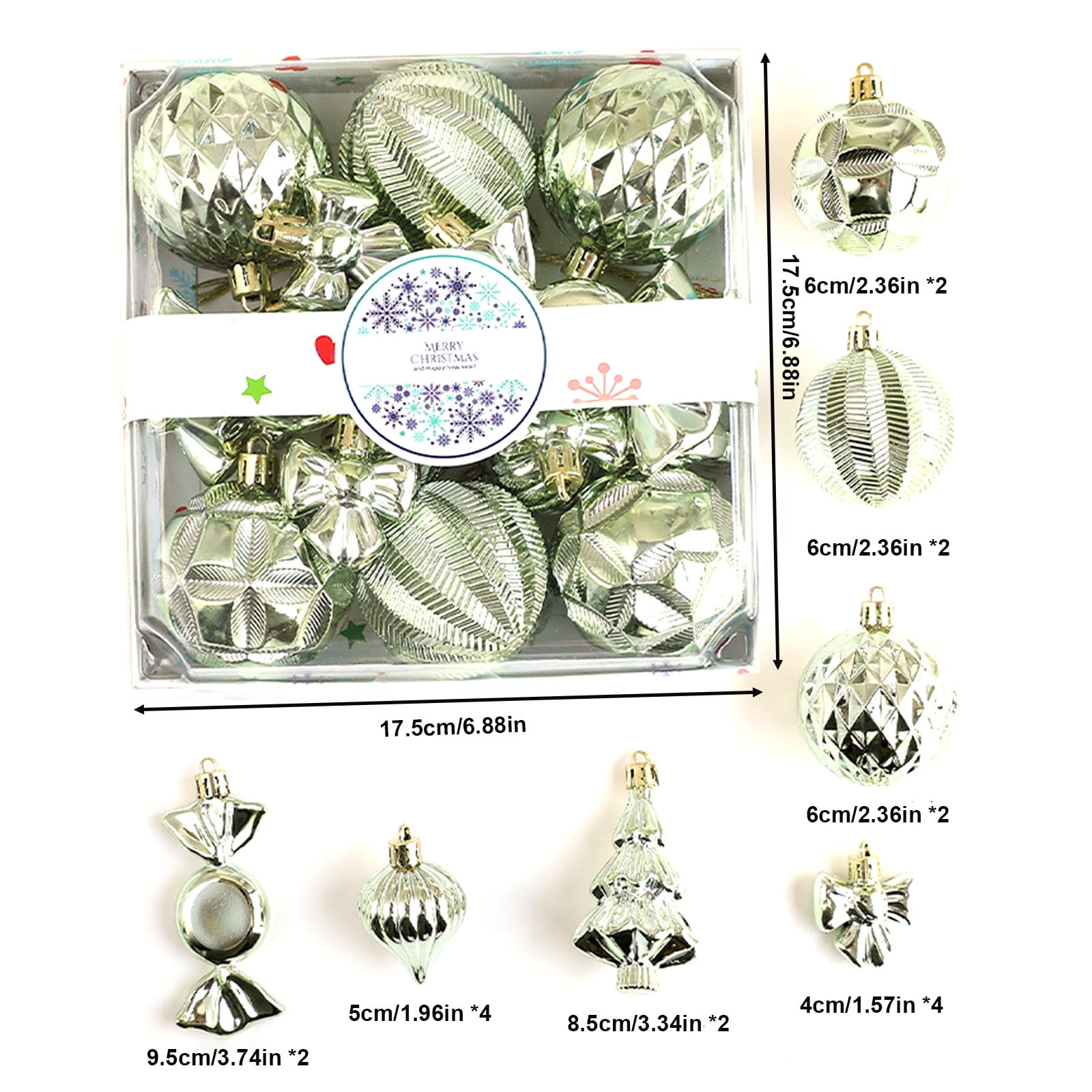 New Christmas Set 18pcs Irregular Rectangle Box Colored Christmas Tree Decorative Pendant Gift Box
