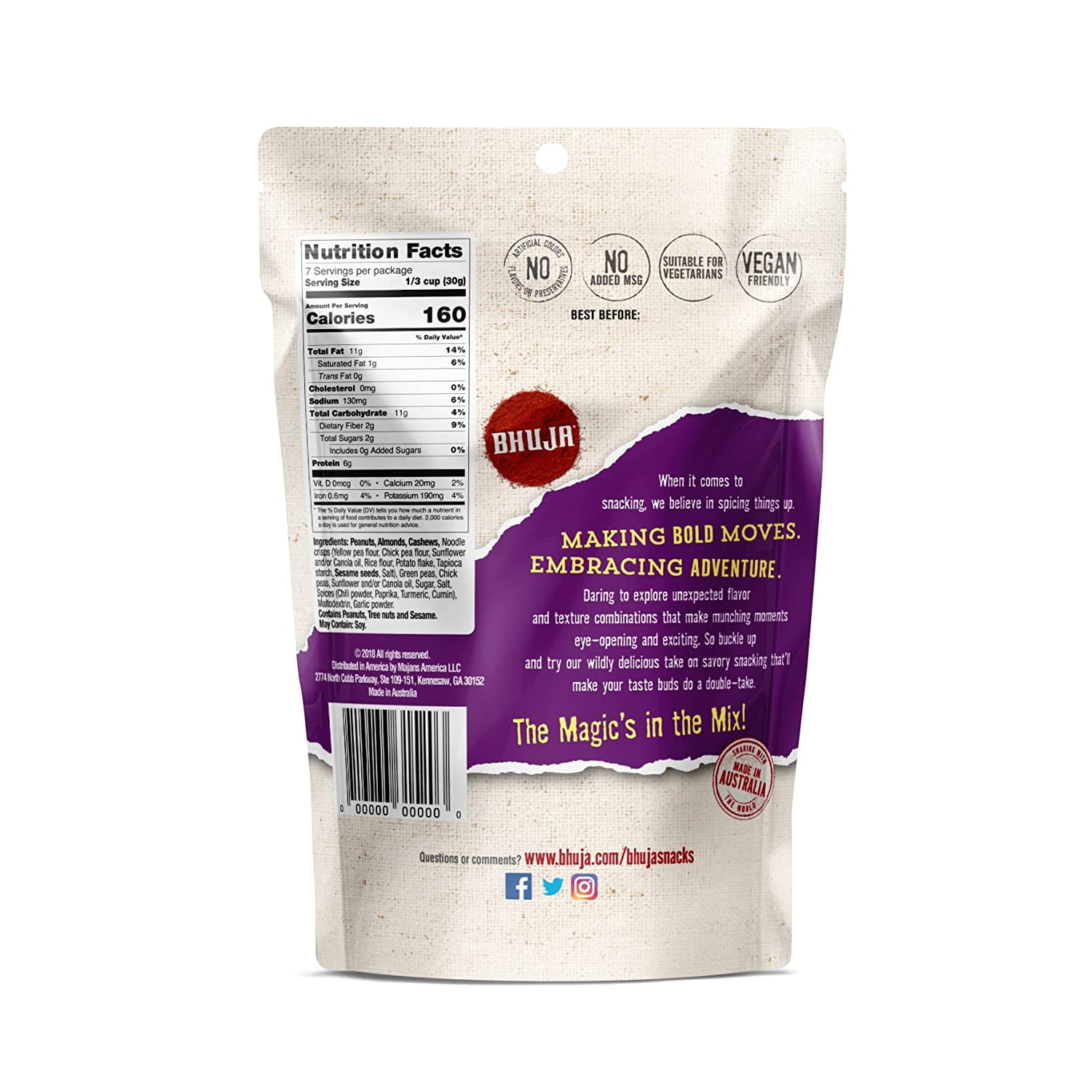 Bhuja Nut Mix, 7-ounce Bags (Pack of 6)