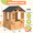 Wood Color, variant on U-HOMY Wooden Kids Playhouse with Working Door and Windows, Outdoor Pretend Play House with Service Station and Flower Pot Holders