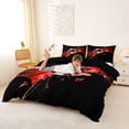 thumbnail image 2 of Castle Fairy Sport Soccer Duvet Cover Queen, Gradient Shattered Pattern Queen Bedding, Black Red White,Black Reversible,3-Piece,1 Duvet Cover and 2 Pillowcases, 2 of 6