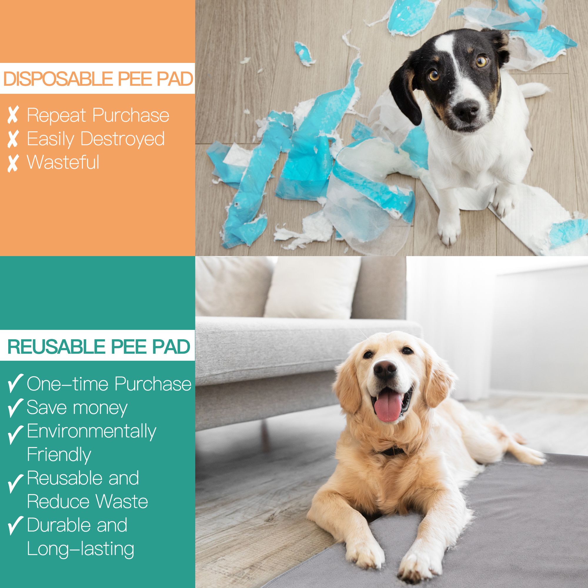 Prime Pets Reusable Extra Large Dog Pee Pad, 54x54 Inch, Non-Slip photo 5