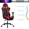 thumbnail image 5 of YRLLENSDAN Gaming Chair Racing Office Chair Ergonomic Desk Chair Massage PU Leather Recliner PC Computer Chair with Lumbar Support Headrest Armrest Footrest Rolling Swivel Task Chair for Adults, Red, 5 of 7