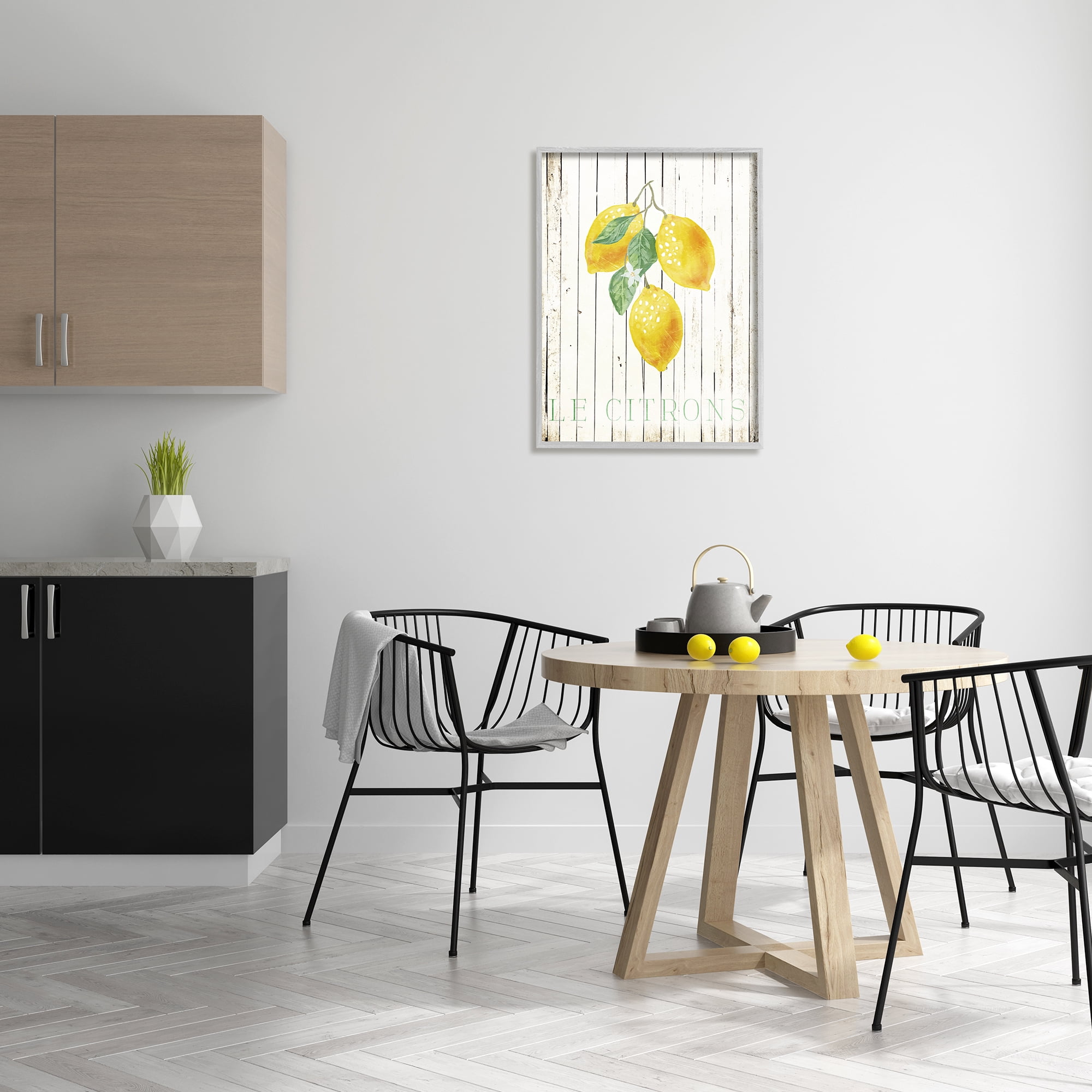 Stupell Le Citrons Lemon Fruits Rustic Food & Beverage Painting Gray Framed Art Print Wall Art