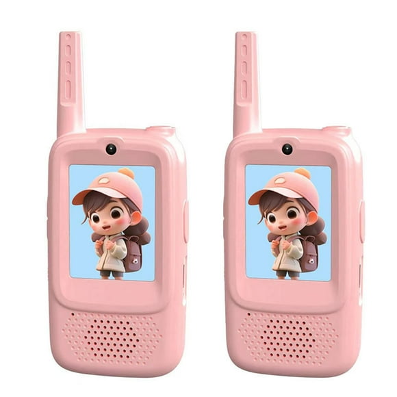 Aminojy Handheld Video Walkie Talkies 2 Pack Rechargeable Long Range 400M With Camera Voice Changer For Outdoor Camping Hiking Activities Family Communication Makeup Organizer