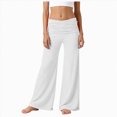 thumbnail image 4 of UAYOTSE Girls Fold Over Waist Flare Pants High Rise Wide Leg Yoga Leggings Kids Stretch School Sport Bottoms Fall,Sizes 11-12 Years, 4 of 8