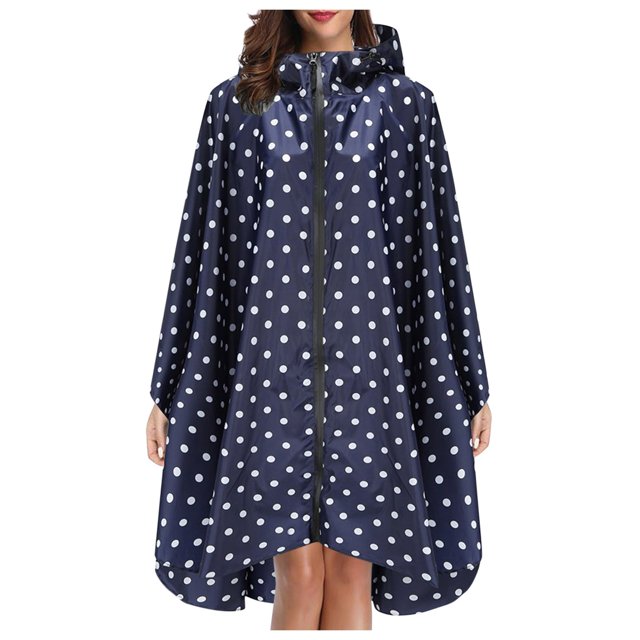 XASZHN Unisex New Style Rain Poncho Adults Teens Hooded Waterproof Design Pockets Navy_001 One Size
