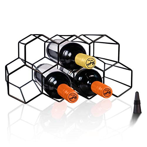 Metal Wine Rack 3 Bottle Holder Modern Table Homeware Stand Carrier 