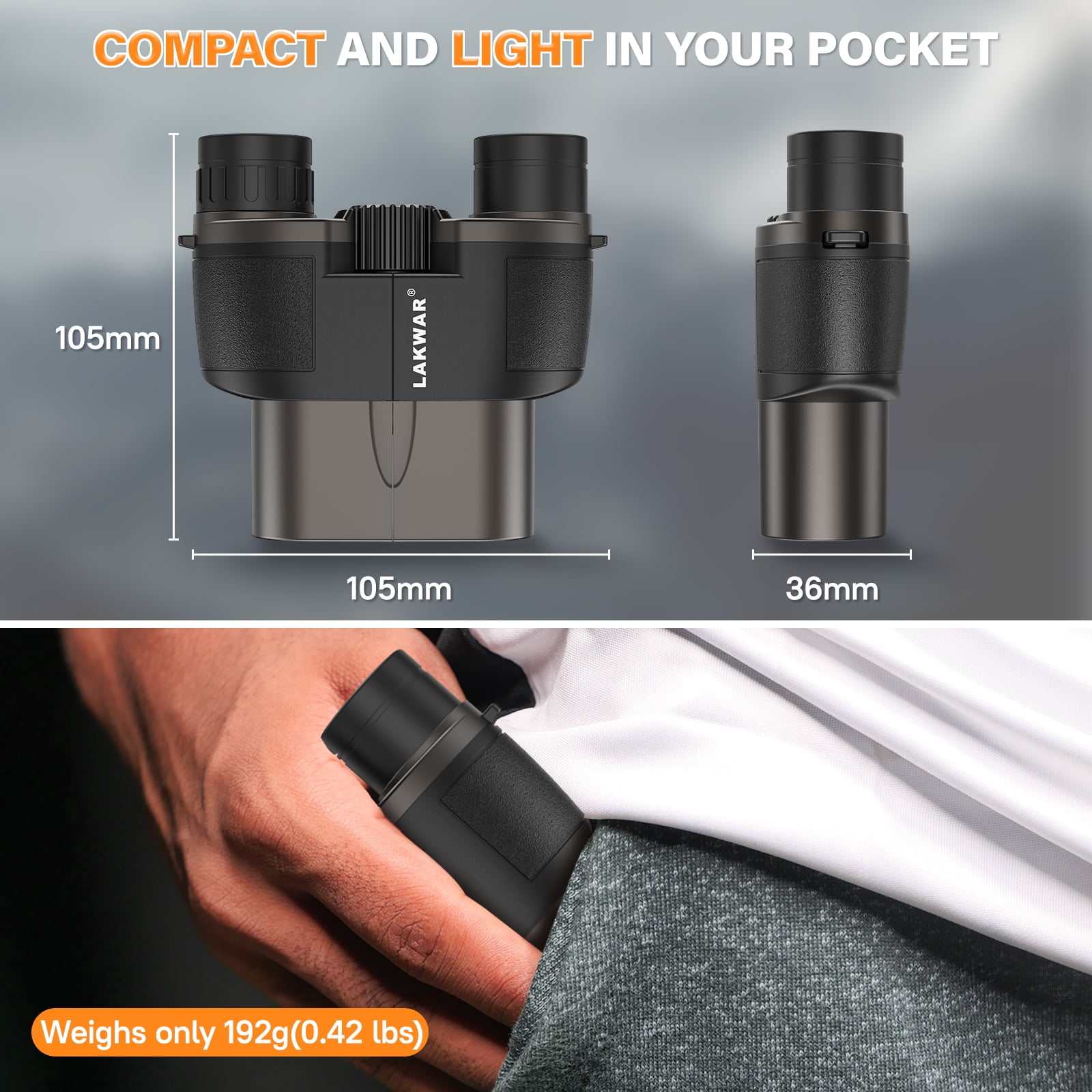 LAKWAR 10x25 Compact Binoculars for Adults and Kids，Small Portable Binoculars Lightweigh tfor Bird Watching Hunting-Black