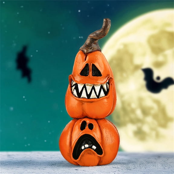 Halloween Ghost Pumpkin Witch Figurine Tabletop Decoration Spooky Home Decor Ornament Haunted House Bar Party Indoor Display Shelf Desk Halloween Festival Seasonal Accent Horror Style Room Decor Prop