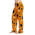 thumbnail image 2 of Orange Pajama Pants for Women Comfy Long Lounge Bottom,Drawstring Elastic Waist Sleep Pants with Pockets M, 2 of 5