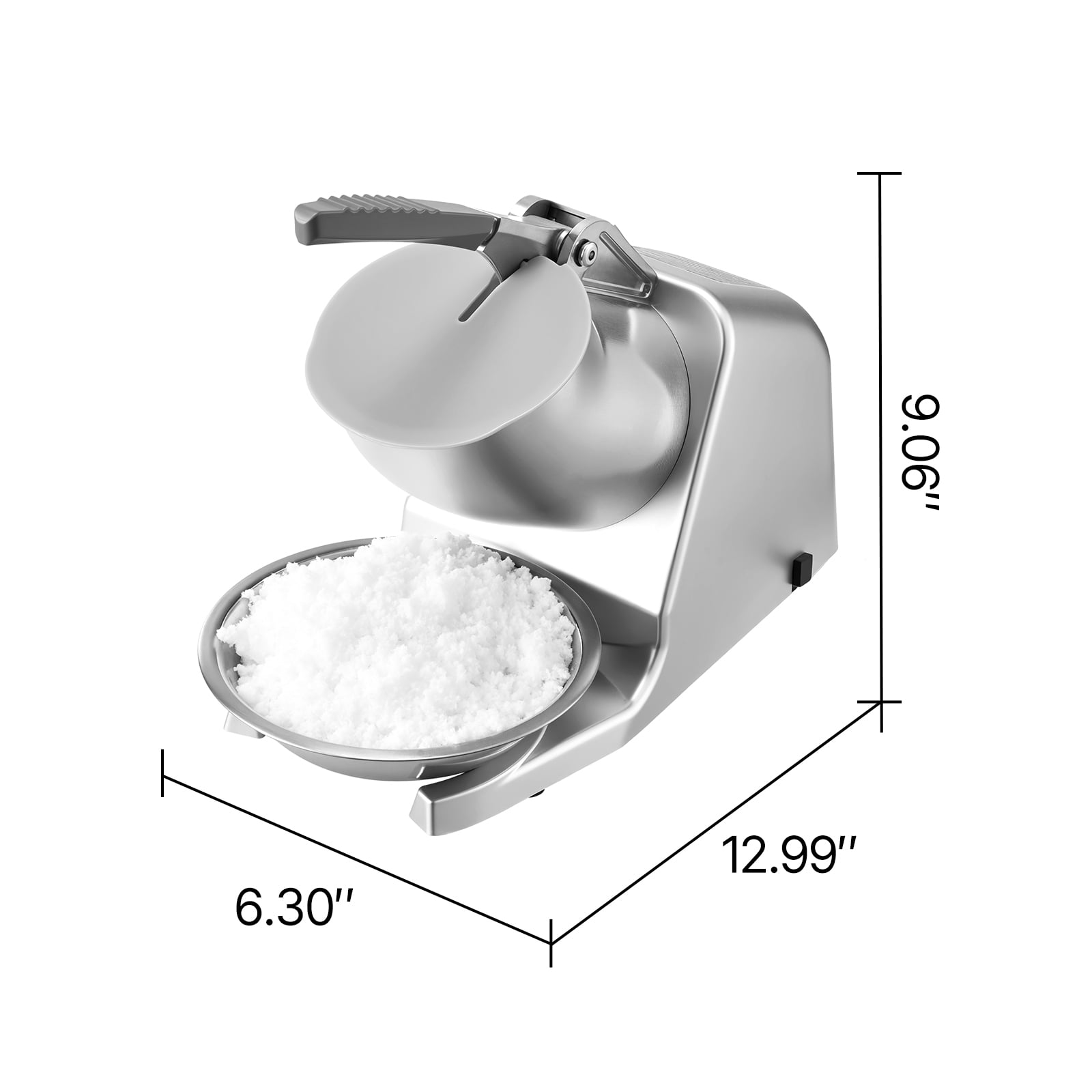 VEVOR Ice Crusher Machine, 143lbs Per Hour Electric 2 Blades Snow Cone Maker, Stainless Steel Shaved Ice Machine with Bowl and Cover, 300W 2000RPM Ice-Shaver for Home and Commercial Use, Silver