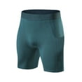thumbnail image 2 of Gyexs Mens Athletic Compression Shorts with Pockets Running Workout Activewear Performance Underwear Z01 Green, Size L, 2 of 5