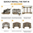 thumbnail image 5 of HOTEEL 12x12ft Outdoor Pop up Gazebo, 6 Sided Camping Canopy Tent with Mesh Windows, Portable Carry Bag, Waterproof, UV 50+, Large Shade Tents for Outdoor Camping, Backyard, Brown, 5 of 10