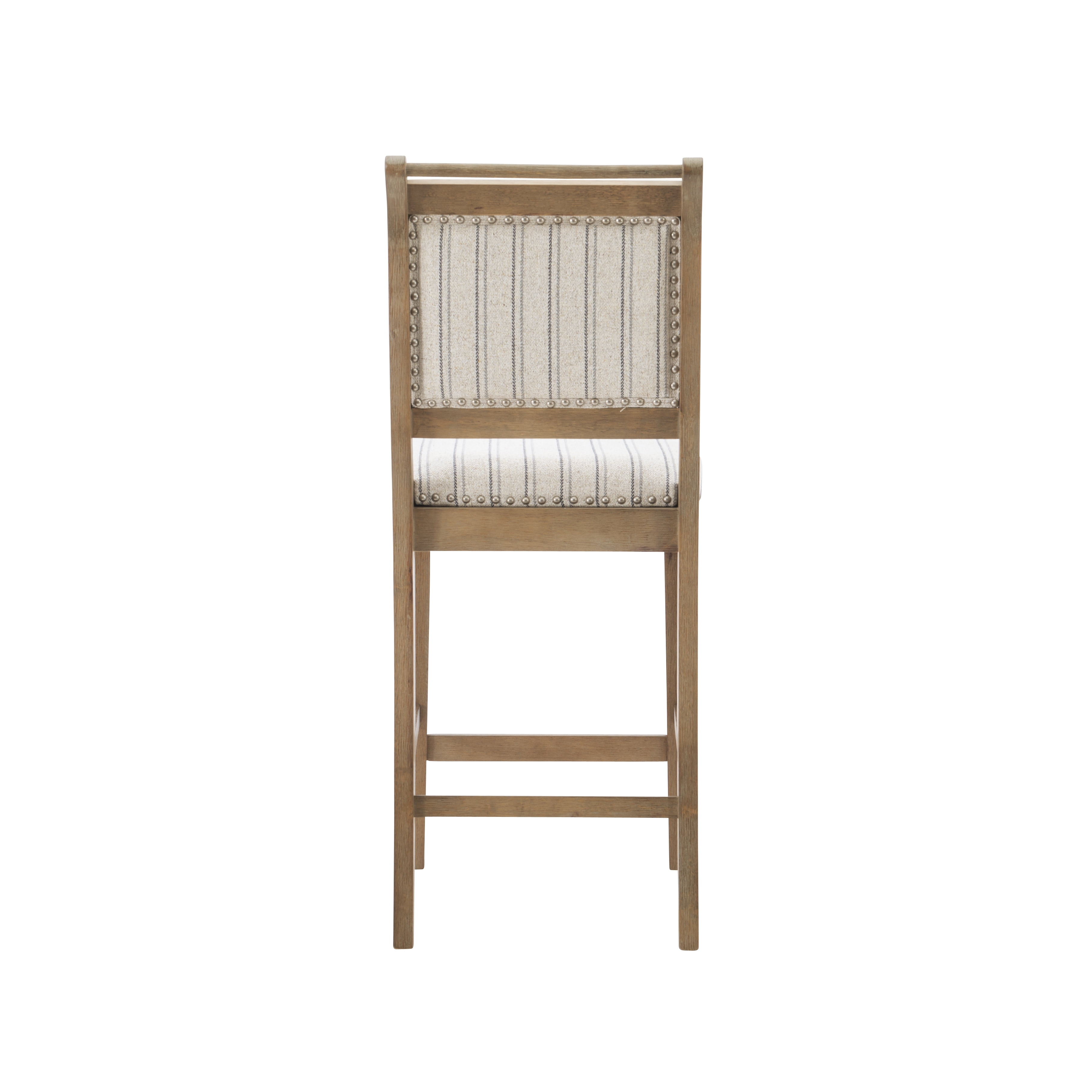 Linon Findley 26" Mid Back Indoor Wood Counter Stool, Gray wash/Natural Stripe