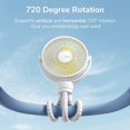 thumbnail image 4 of Ventilador para cochecito, 【4000 mAh】 Ventilador de trípode flexible de 4 velocidades, ventilador de escritorio personal portátil, ventilador giratorio de 720 ° para cochecito, cunas, asiento de automóvil - Blanct JM, 4 of 5