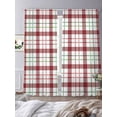 thumbnail image 4 of Retro Christmas Red Green Tartan Plaid Chiffon Sheer Curtains 84 Inches Long, Retro Farm Lattice 2 Rod Pocket Window Treatment Voile Drapes Curtains for Living Room Bedroom,2 Panels, 52x84In, 4 of 9