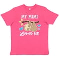 thumbnail image 3 of Inktastic My Mimi Loves Me with Sloth and Hearts Youth T-Shirt, 3 of 5