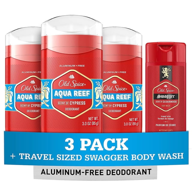 Desodorante Old Spice Aqua Reef sin aluminio, 90 ml, paquete de 3