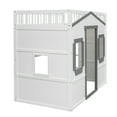 thumbnail image 4 of Harper & Bright Designs Twin Size House Loft Bed with Window and Door, Solid Wood Playhouse Loft Bed Frame with Full Length Guardrail, White+gray, 4 of 15