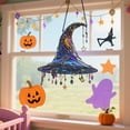 thumbnail image 5 of Halloween Moonlight Witch Hat Decor Acrylic Stained Window Hanging Sun Catcher Decor Stained Panel Hangings Wall Halloween Decor, 2D Magical Witch Hat for Halloween Décor Gift for Friends and Family, 5 of 8
