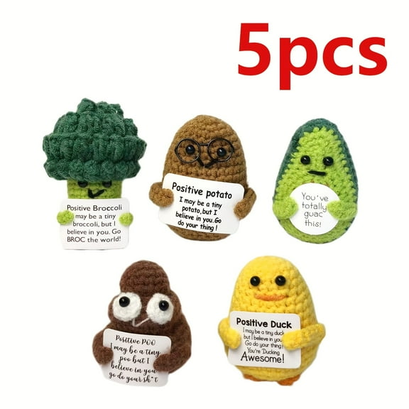 A set of 5 handmade crochet dolls, including a set of spinach, potato, avocado, poop and duck dolls, is the perfect gift for friends, family, festive atmosphere and home decoration