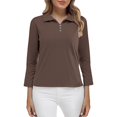 thumbnail image 2 of HLKJKLS Long Sleeve Shirts For Women Solid Color Long Sleeve Collar Slimming Base Shirt Cotton Spring Winter Casual Brown M-4Xl, 2 of 9