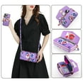thumbnail image 5 of Feishell for iPhone 13 mini Crossbody Wallet Detachable Case,Support Magsafe Charging,Flower Pattern PU Leather RFID Blocking Multi Card Slots Zipper Phone Case with Shoulder & Hand Strap,Purple, 5 of 14