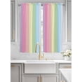 thumbnail image 3 of Living Room Curtains 72 Inches length, Rainbow Stripes Window Treatment Curtain Drapes, Modern Colorful Cream Striped Aesthetics Light Filtering Drapes for Bedroom Laundry Room, 52"x72", 2 Panels, 3 of 7