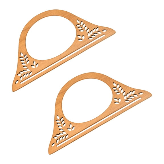 Uxcell 10" Wood Purse Handles D Shape Handbag Replacement for DIY Making, 2Pack Brown