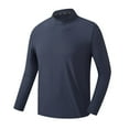 thumbnail image 2 of Mens Plus Size Workout T-Shirts Big & Tall Casual Mock Neck Long Sleeve Athletic Tops Basic Solid Slim Stretchy Comfort Pullover T Shirts, 2 of 8