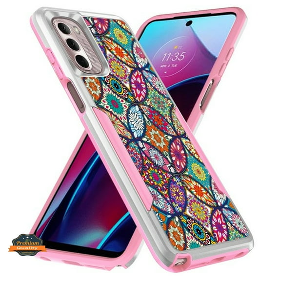 For Motorola Moto G Stylus 5G 2022 Pattern Design Hybrid Bumper Rugged Dual Layer Heavy-Duty Military-Grade Hard Phone Case Cover by Xpression - Mosaic Moroccan